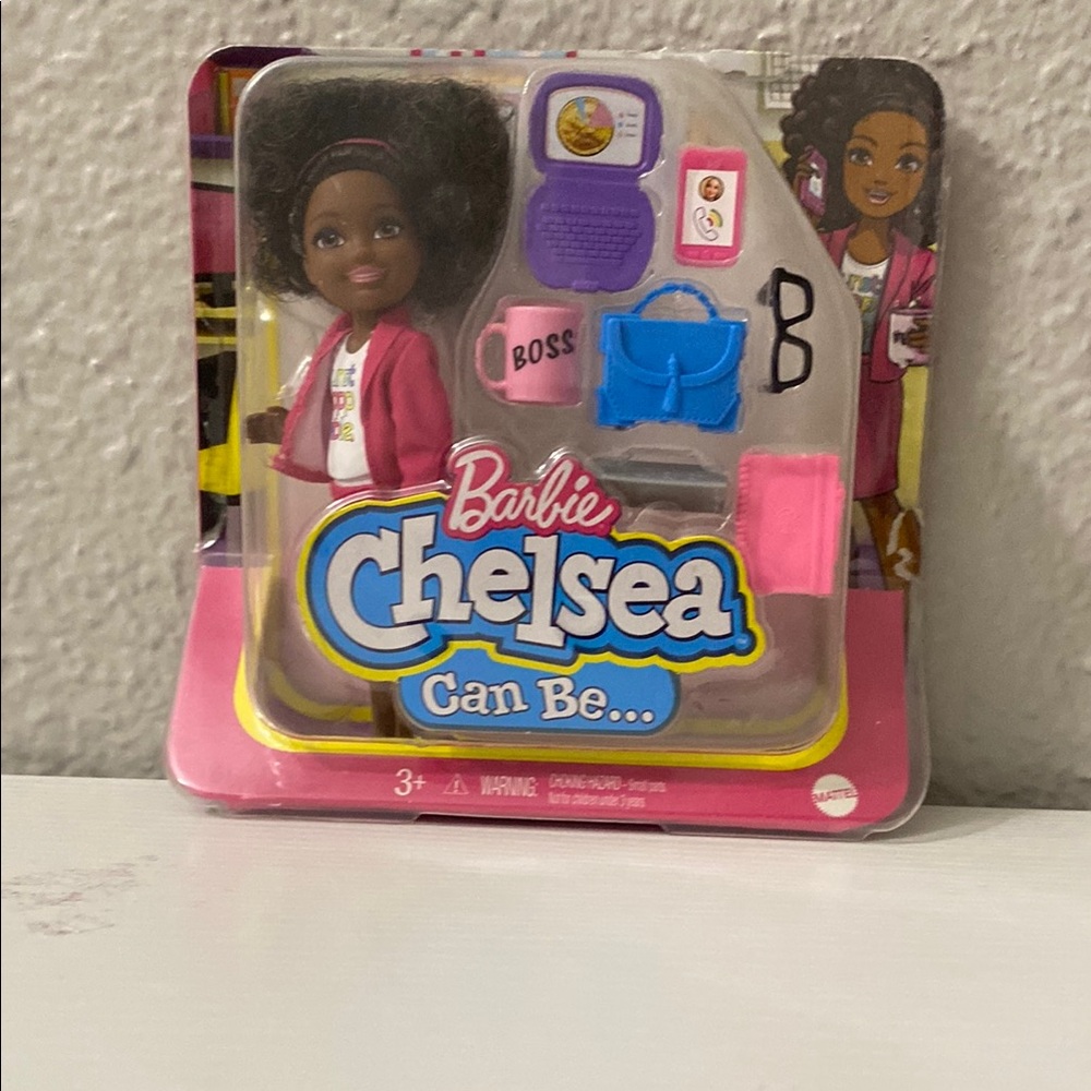 Barbie Chelsea Business Doll with Pink Jacket & Blue Bag